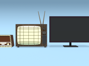 low poly cartoon modern tv - retro tv - retro radio pack 3D 모델