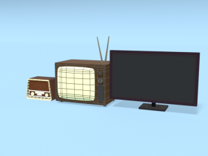 low poly cartoon modern tv - retro tv - retro radio pack 3D 모델
