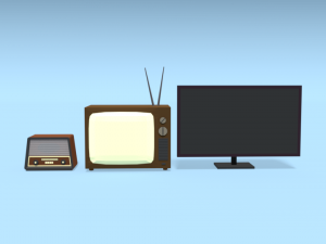 low poly cartoon modern tv - retro tv - retro radio pack 3Dモデル