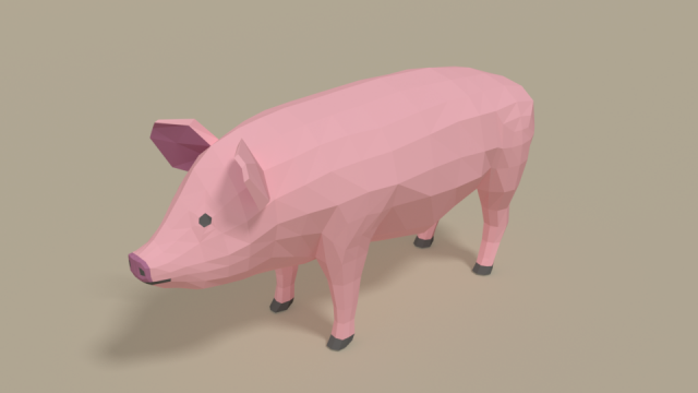 low poly cartoon pig 3Dモデル .c4d .max .obj .3ds .fbx .stl .blend 