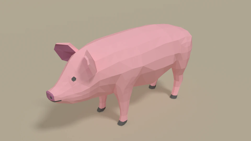 low poly cartoon pig 3D Model .c4d .max .obj .3ds .fbx .stl .blend 