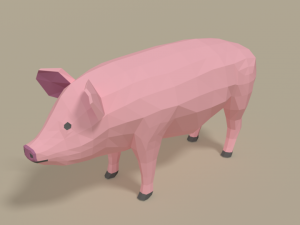 low poly cartoon pig 3D Model