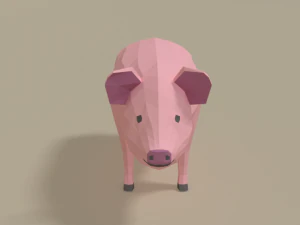 low poly cartoon pig 3D Model