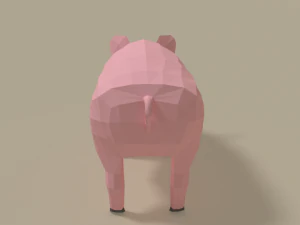 low poly cartoon pig 3D Model