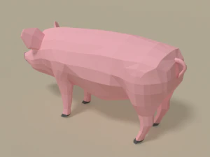 low poly cartoon pig 3D Model