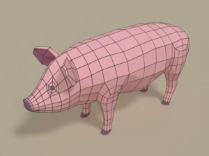 low poly cartoon pig 3D Model