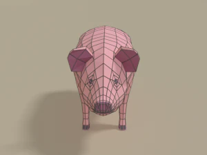 low poly cartoon pig 3D Model