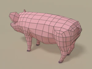 low poly cartoon pig 3D Model