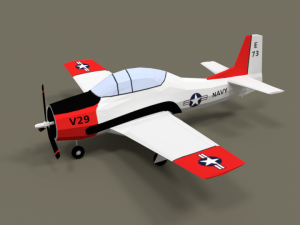 low poly t-28 trojan training airplane 3D Model
