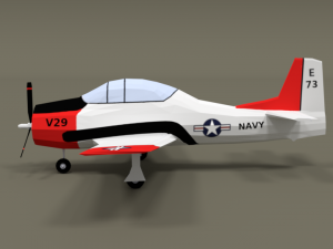 low poly t-28 trojan training airplane Model 3D