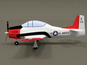 low poly t-28 trojan training airplane 3D Model