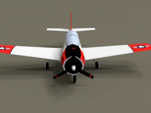 low poly t-28 trojan training airplane 3D Model