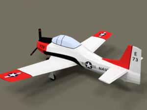 low poly t-28 trojan training airplane Model 3D
