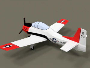 low poly t-28 trojan training airplane 3D Model
