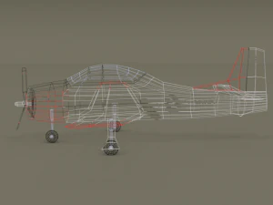 low poly t-28 trojan training airplane 3D Model