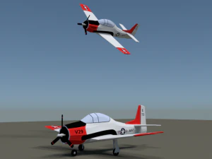 low poly t-28 trojan training airplane 3D Model