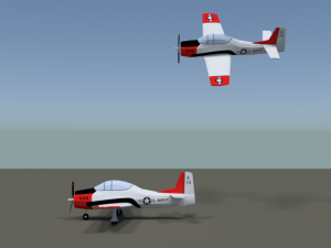 low poly t-28 trojan training airplane Model 3D