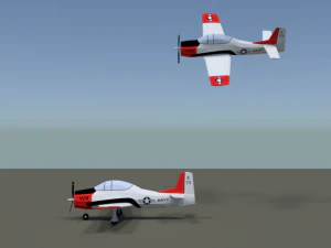 low poly t-28 trojan training airplane 3D Model