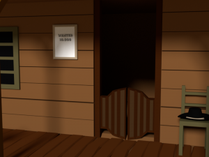 low poly cartoon saloon - western scene Model 3D
