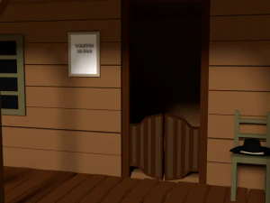 low poly cartoon saloon - western scene 3D Model