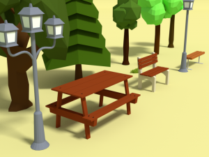 low poly cartoon park assets pack 3D-Modell