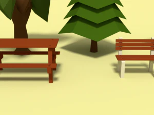 low poly cartoon park assets pack 3D Model