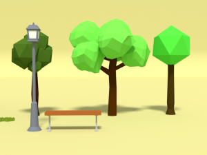 low poly cartoon park assets pack 3D-Modell
