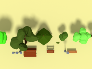 low poly cartoon park assets pack 3D-Modell