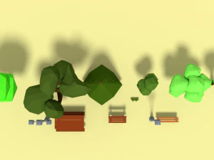 low poly cartoon park assets pack 3D Model