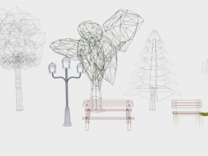 low poly cartoon park assets pack 3D-Modell