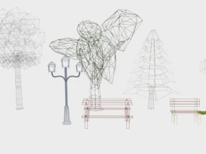 low poly cartoon park assets pack 3D Model