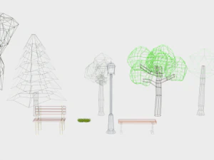 low poly cartoon park assets pack 3D Model