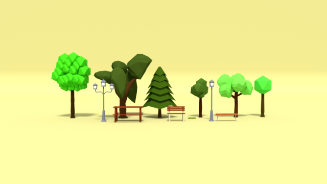 low poly cartoon park assets pack 3D-Modell .c4d .max .obj .3ds .fbx .stl .blend 