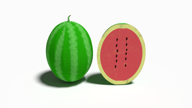 low poly cartoon watermelon 3D Model .c4d .max .obj .3ds .fbx .stl .blend 