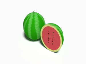 low poly cartoon watermelon 3D Model