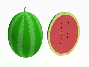 low poly cartoon watermelon 3D Model