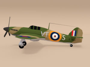 low poly hawker hurricane mk ii ww2 airplane Modello 3D