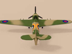 low poly hawker hurricane mk ii ww2 airplane Modello 3D
