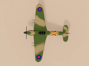low poly hawker hurricane mk ii ww2 airplane 3D Model