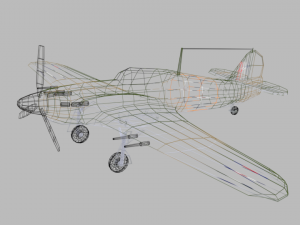 low poly hawker hurricane mk ii ww2 airplane Modello 3D