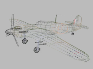 low poly hawker hurricane mk ii ww2 airplane 3D Model