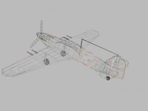 low poly hawker hurricane mk ii ww2 airplane Modello 3D