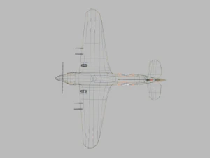 low poly hawker hurricane mk ii ww2 airplane 3D Model