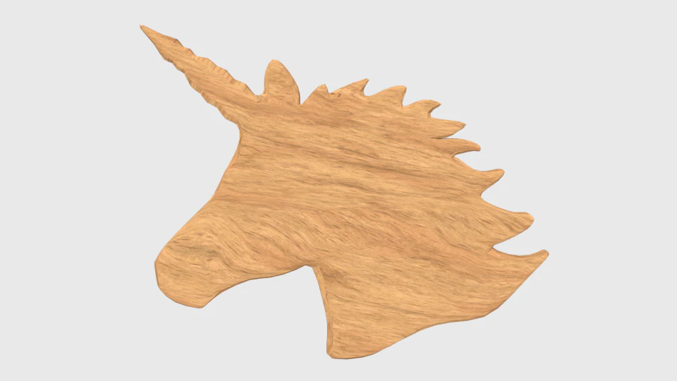 low poly unicorn wooden silhouette head decorative object 3D Model .c4d .max .obj .3ds .fbx .stl .blend 