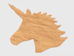 low poly unicorn wooden silhouette head decorative object Modello 3D
