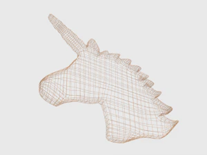 low poly unicorn wooden silhouette head decorative object 3D Model