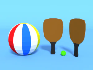 low poly beach items pack 3D Model