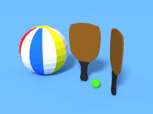 low poly beach items pack 3D Model