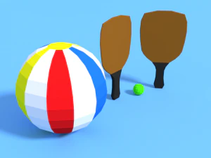 low poly beach items pack 3D Model