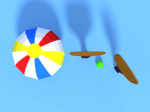 low poly beach items pack 3D Model